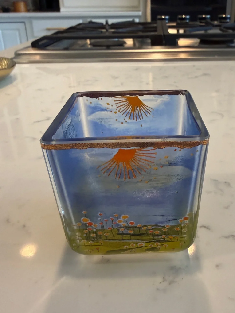 Goebel Bella Giornata Rosina Wachtmeister Handmade Glass Cat Votive Candle Holde